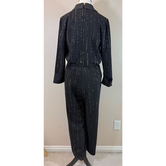 NWT Trina Turk Celebration Beaded Drawstring Black Jumpsuit Romper Women's 0 - Picture 6 of 16